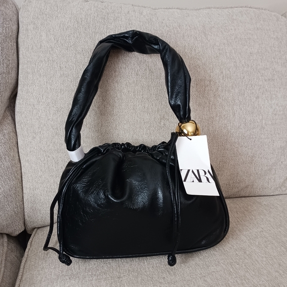 Zara black leather shoulders bag - Picture 1 of 12